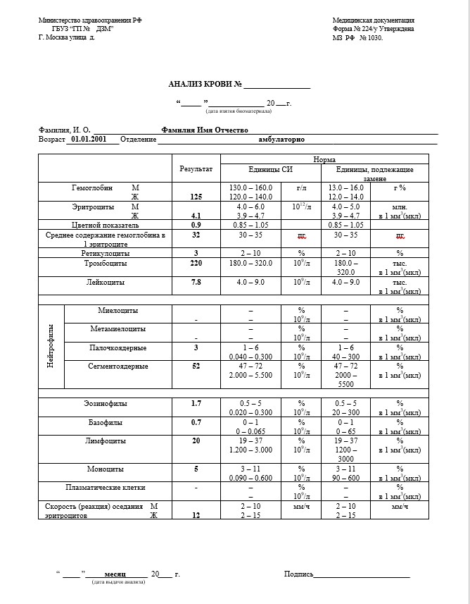 Купить общий анализ крови в Химках официально